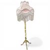 Image 1 : Hollywood Regency Floor Lamp with Pink Frill Shade Brass Accents and Quartz Stand 72" Tall