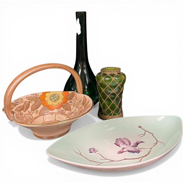 Bursely Ware Bridal Basket, Vaskuth Brassnbasketry Vase, Carleton Ware Plate and More