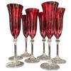Image 1 : Italian Style Vintage Ruby Red Champagne Flutes 9" Tall Set of 7 Glasses