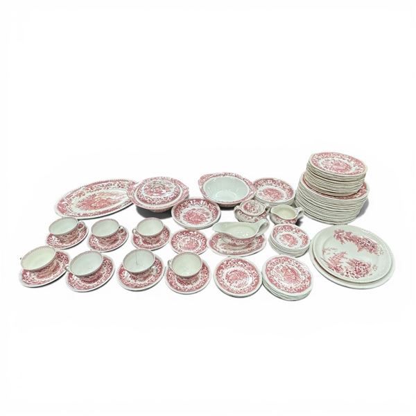 Woods & Sons Burslem Seaforth Pink Transfareware Approxiamtely 85 Pieces Shows Some Wear