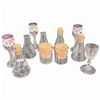 Image 1 : Collection of Vintage Cordial Glasses and Mini Pyrex Beakers and Flasks