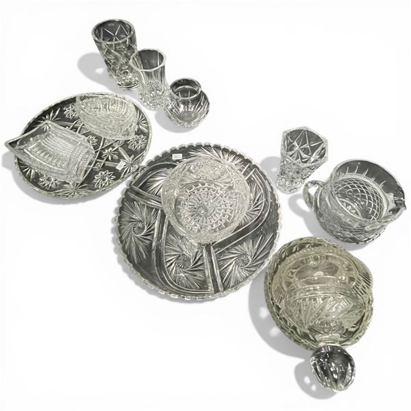 Large Collection of Assorted Pattern Crystal and Glass Pieces