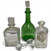 Image 1 : Collection of Glass Decanters and Stoppers Green Bottle is 12.5" Tall