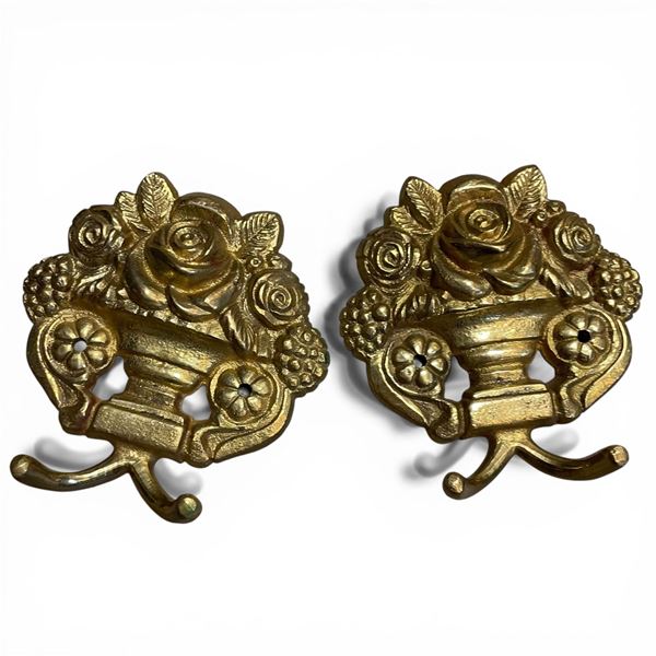 2 Brass Robe Hooks - 4" Diameter