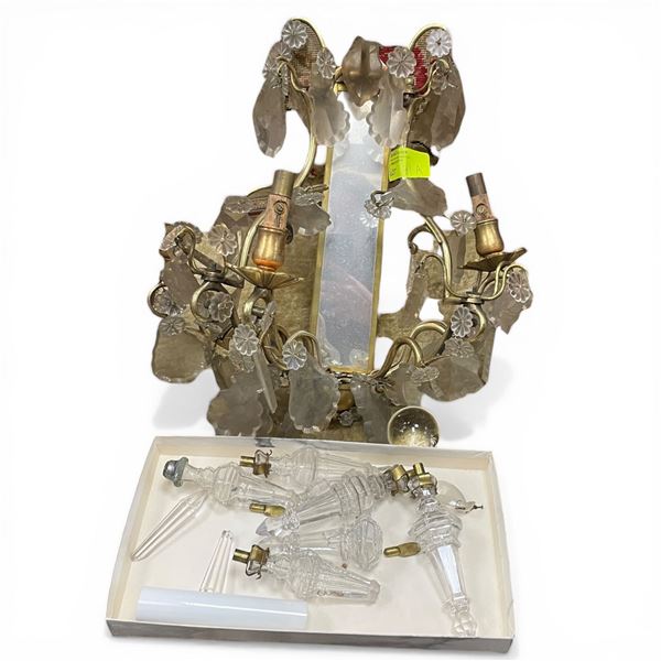 Vintage Mirrored Brass Wall Sconce * 16" X 16"