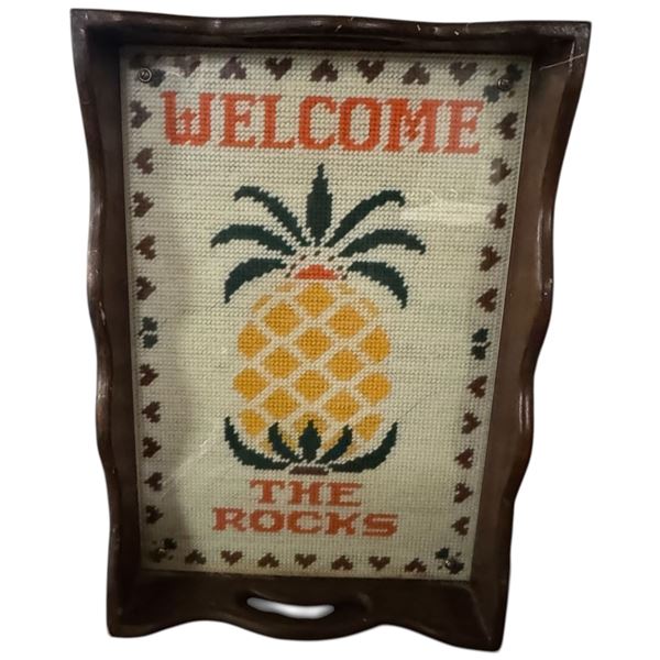 Pineapple Needlepoint Welcome Tray 19.5x13"