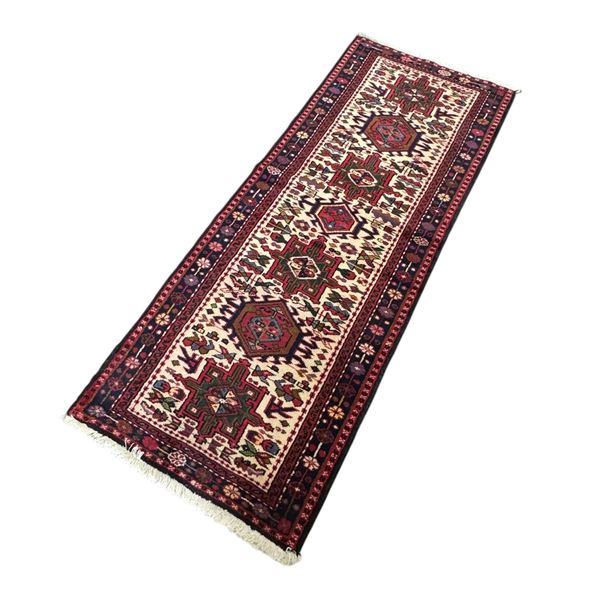 100% Hand Knotted Made In Iran Fine Rug Glavajeh, 6' 7" x 2' 7" Geometric Map Fluffy 451