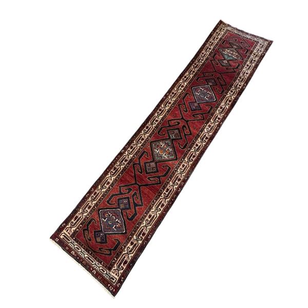100% Hand Knotted Made In Iran Fine Rug Azarbyjan, 15' 4" x 3' 4" Geometric Long Runner 554