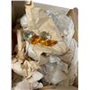 Image 1 : Box Filled with Glass Suncatcher Prisms: Clear, Iridescent and Amber Chandelier Crystals