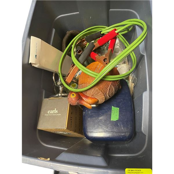 Mixed Lot: Model Plane, Albino Rhino Glass, Booster Cables and Random Items