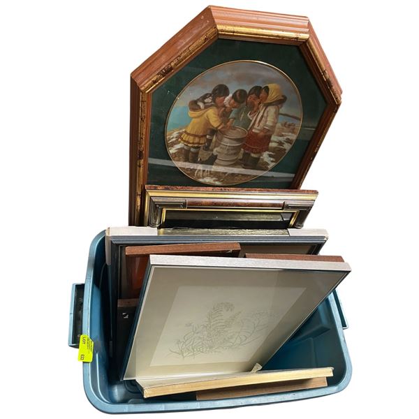 Box Lot of Assorted Pieces of Framed Artwork: Various Artists, Genres and Mediums