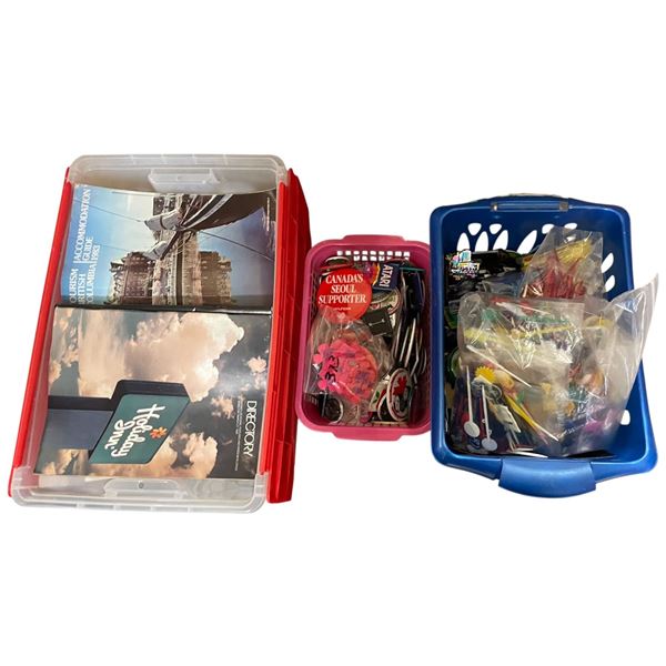 Collectiopn of Vintage Road Maps, Pinbacks, Swizzle Sticks and Fridge Magnets