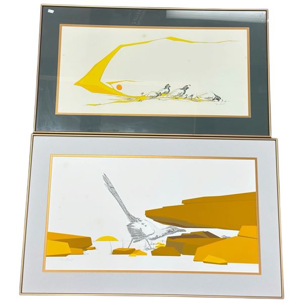 Pair of Peter Barnall Serigraphs "Roadrunner" 34.5x22" & "California Quail" 33x19"