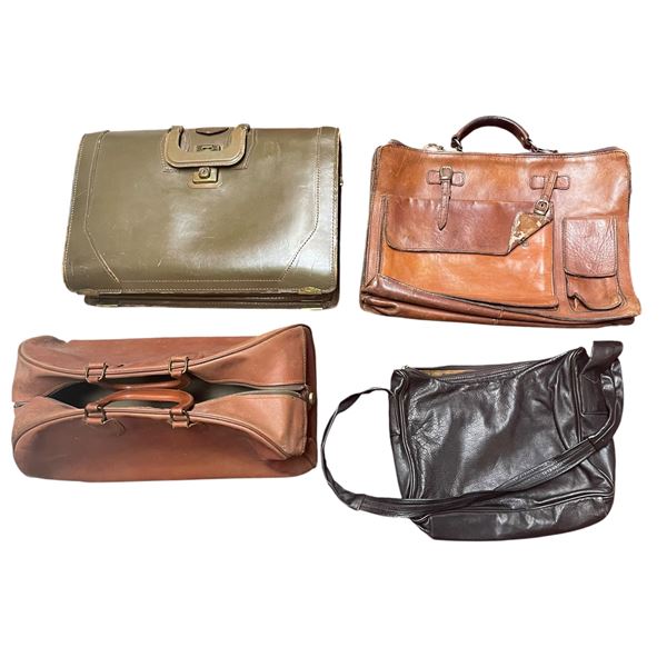 Vintage Overnight Bag, Leather Purse & 2 Leather Briefcases