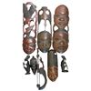 Image 1 : Carved African Masks & Ornaments (Largest is a wall mask: 6" x 15" tall)