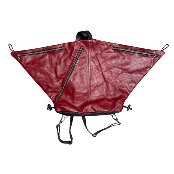 Triangle Fold Red Leather Backpack