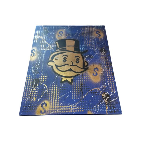 2021 Signed J. K. Graffiti Style Painting on Canvas of "Mr. Monopoly" (24" x 30" stretched canvas)
