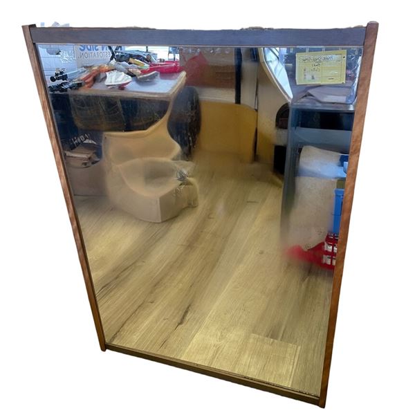 Vintage Generous Size Wood Framed Wall Mirror (40" x 29")