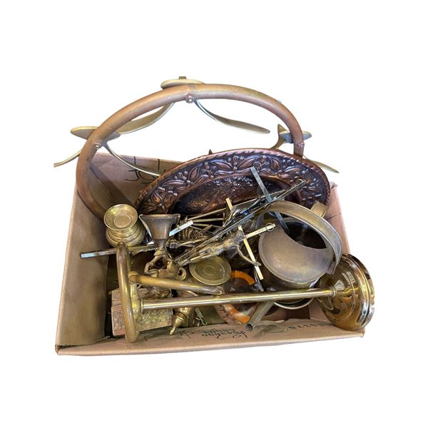Box of Brass Decorative Items