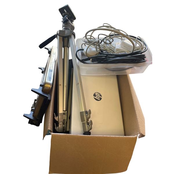 Box of Assorted Laptops & a Camera Tripod (all untested)
