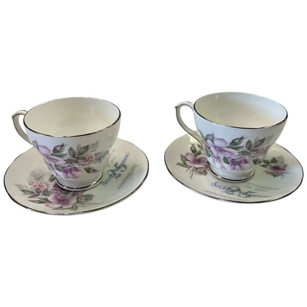 2 Duchess England 25th Anniversary "Gillian" China Tea Cups