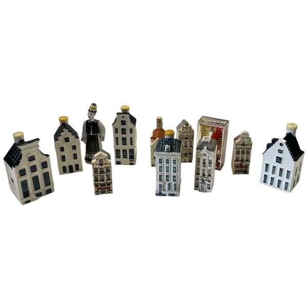 12 Bols Liquor Mini Decanters, Figurines & a Thermometer