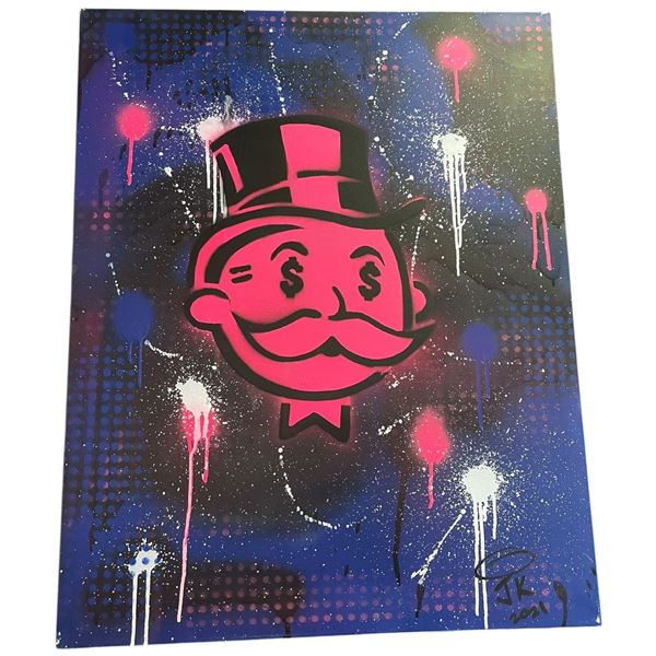 2021 Signed J. K. Graffiti Style Painting on Canvas of "Mr. Monopoly" (24" x 30" stretched canvas)