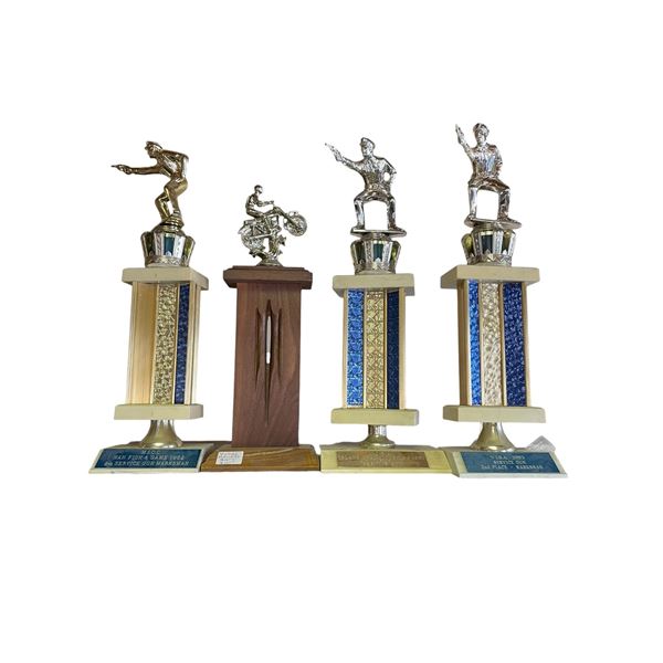 3 Vintage Marksman Trophies & 1 Motor Cross Trophy