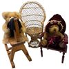 Image 1 : 2 Doll Chairs & Doll Rocking Horse with Bears