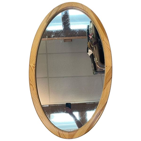 Wood Framed Oval Wall Mirror (24" X 40")