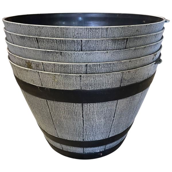 5 Resin Planters with Drain Holes (15" Diameter X 10" Deep)