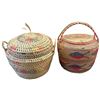 Image 1 : 2 Lare Colourful Straw Baskets (20" Diameter X 16" Deep)