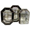 Image 1 : 3 Glass Curio Cabinets  (Larger curio cabinet is 3" x 12" x 17" tall)