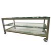 Image 2 : Glass Coffee Table on Casters with Metal Frame * 3-Tiers (18" X 46" X 20" Tall)