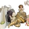 Image 2 : Shelf Lot of Angel and Cherubs * Variety of Materials * Tallest is 15"