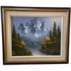 Image 1 : Landscape Painting on Canvas (Framed dimensions: 27" x 23"