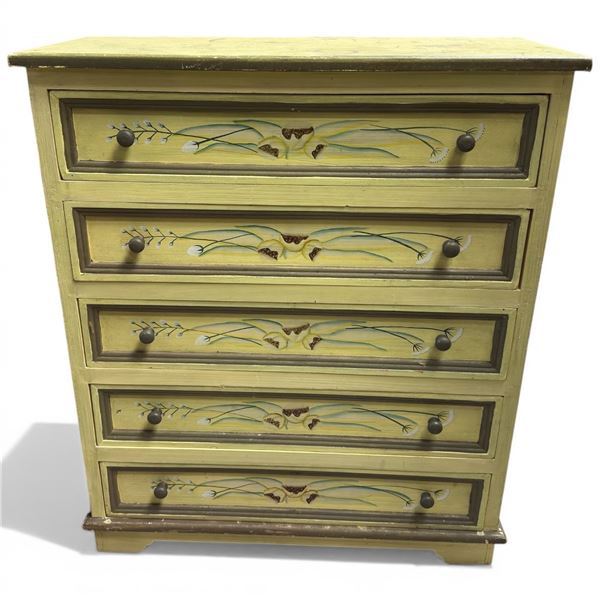Hand Painted 5-Drawer Chest (12" x 29" x 35" tall)