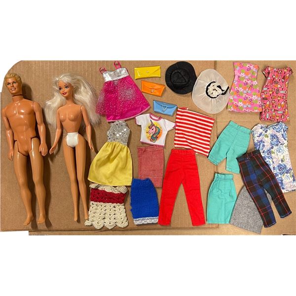 Vintage 1976 Barbie & 1991 Ken Doll & Wardrobe