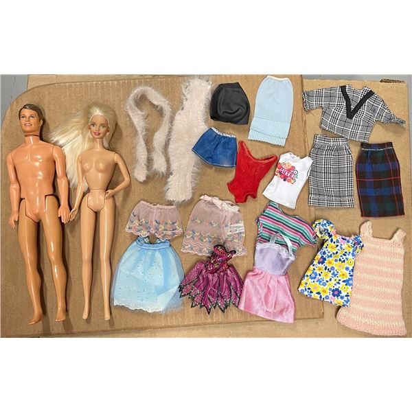 90s Barbie & Ken Dolls with Assorted Handmade Outfits
