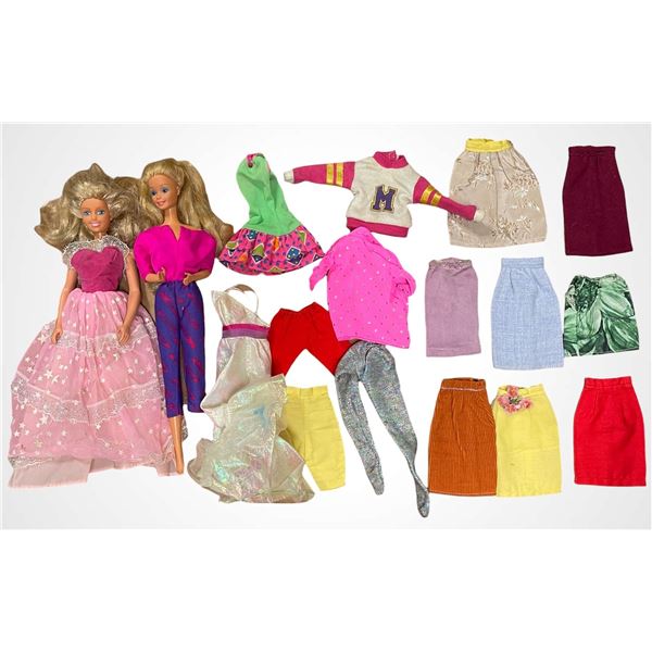 Lot of 2 Barbie Dolls with Assorted Outfits (Includes One 1980s Doll)