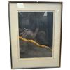 Image 1 : Vintage Framed Etching Titled "Midnight" by Japanese Artist Ryohei Tanaka 25/100