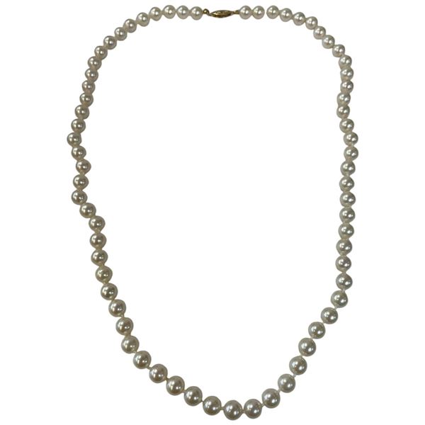 20" Strand of 6.5" Creamy Cultured Pearls with 14KT Gold Clasp