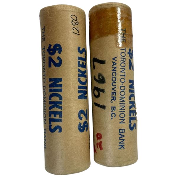 2 Mint Sealed Rolls of 1967 Canadian Centennial Rabbit Nickles