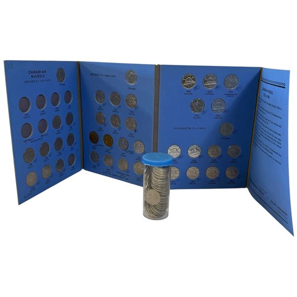 1 Canadian & Tube of 40+ Canadian Nickles from 1930s to 1950s (majority are 1940s)