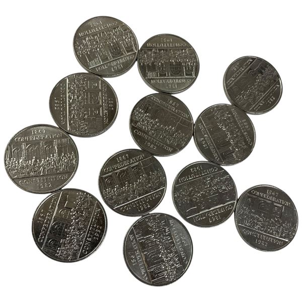12 Canadian 1982 Confederation One Dollar Coins