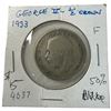 Image 2 : 1933 British Half Crown Coin * King George V * 50% Silver
