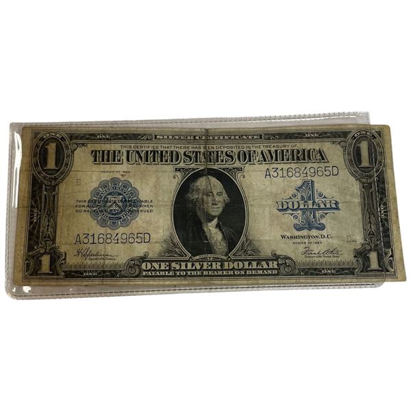 1923 Series US Silver Certificate Large Format Bank Note * Speelman-White Signature * A Prefix, D Su