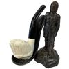 Image 1 : Cast Metal Figural Native Pipe Holder with Chief's Head Pipe