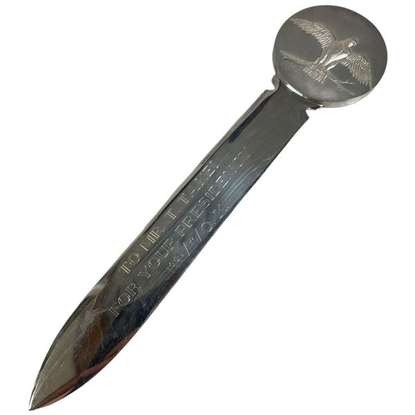 Christofel France Silver Plated Letter Opener from Falconry Design (Engraved to Mr. T. Takei)