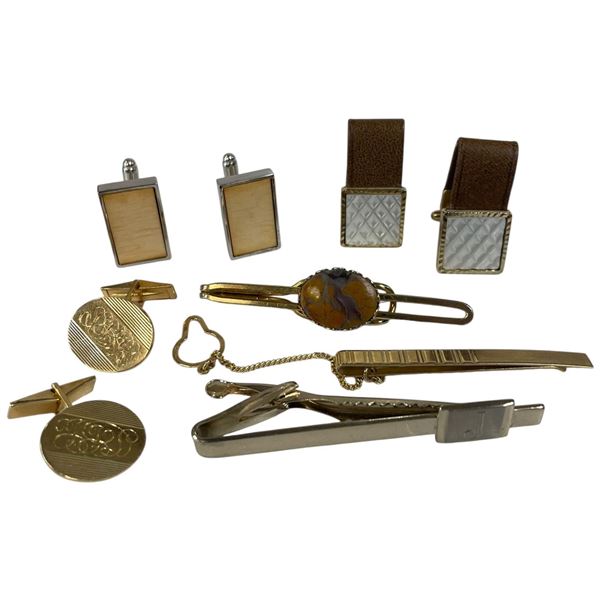 Agate Tie Bar & Selection of Cuff Links
